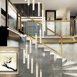 Modern Luxury Indoor Gold Large Round Stairwell Stair Lighting